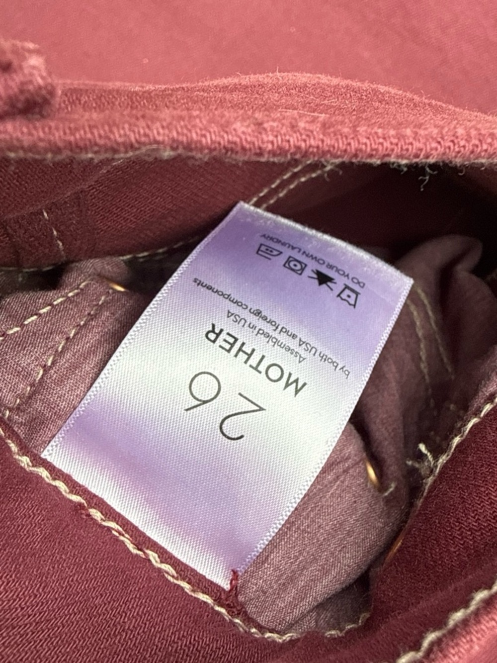MOTHER Burgundy Straight-Leg Jeans - Picture 4 of 7